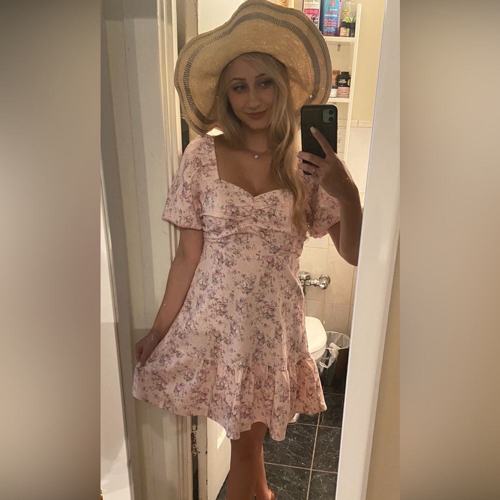 English Factory Textured Floral Mini Dress